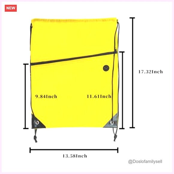 Lightweight Drawstring Backpack with 2 Compartments, Holds 14\